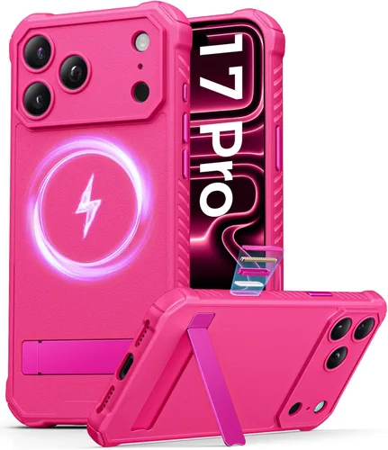 Miniatura 10 de ASAFCASE Funda magnética para iPhone 17 Pro Max, soporte integrado, compatible con MagSafe, protección contra caídas de grado militar, botón