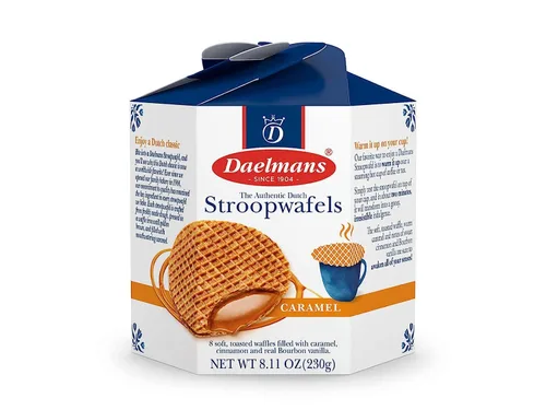 DAELMANS Caramel Stroopwafels - Auténticos gofres holandeses tostados suaves, canela, vainilla bourbon, lácteos Kosher certificados, 8.11 onzas