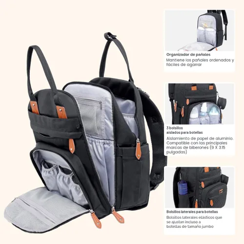 Miniatura 4 de BabbleRoo Pañalera Mochila para pañales de bebé - Bolso de viaje con artículos esenciales para bebés - Mochila multifuncional resistente al agua