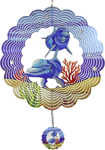 Ballena 3D Giradisco Cinético Arte de Metal Colgante Giradisco de Viento Decoración al Aire Libre Adornos Oceánicos Decoración para Patio y Jardín