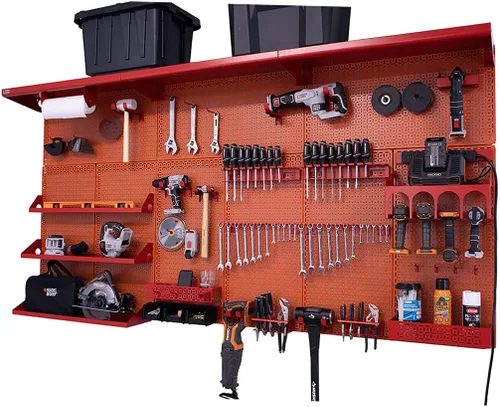 Miniatura 4 de OmniWall Weekend Warrior XL - Sistema de organización de pared de metal (negro/azul)