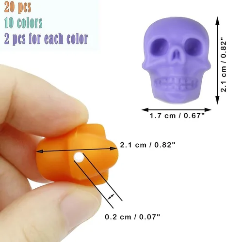Miniatura 3 de metulip 20 cuentas de calavera de silicona para Halloween, cuentas espaciadoras de calavera para manualidades, manualidades, pulseras, collares