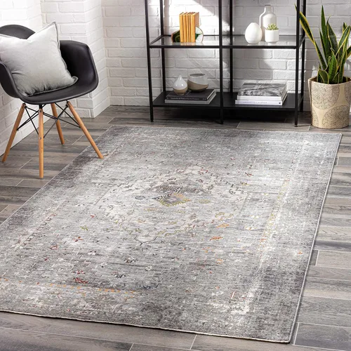 Miniatura 2 de Hauteloom Bolivar - Alfombra tradicional para sala de estar, dormitorio, color salvia polvorienta, gris, carbón, 5 x 8 pies 2 pulgadas