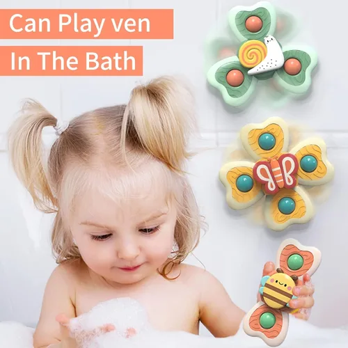 Miniatura 4 de LZZAPJ Juguetes giratorios de aprendizaje sensorial para niños pequeños de 1 a 3 años, bebés de 6 a 12 a 18 meses, juguete giratorio con ventosa