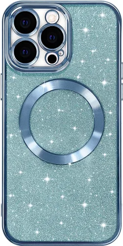 Miniatura 165 de Hython Funda para iPhone 14 Pro Max con purpurina, fundas magnéticas transparentes para teléfono con protector de lente de cámara