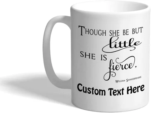 Miniatura 7 de Taza de té de café de cerámica Though She Be But Little She Is Fierce de 11 onzas, regalo navideño de Hanukkah para hombres y mujeres Solo diseño