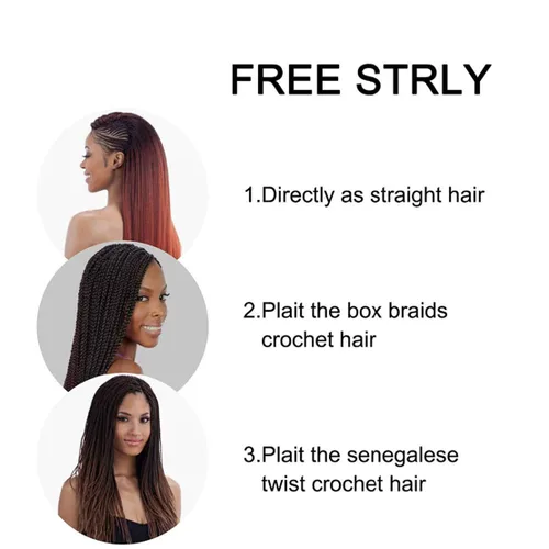 Miniatura 9 de Liang Dian Cabello trenzado preestirado de 22 pulgadas, 6 paquetes de extensiones de cabello sintético con ajuste de agua caliente (color negro)