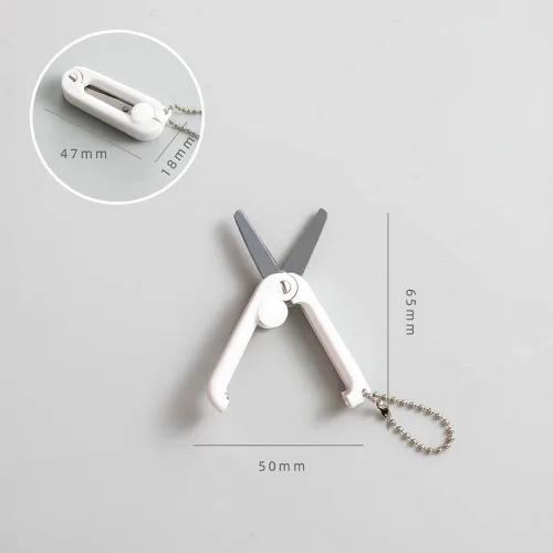 Miniatura 2 de Mini tijeras con llavero Tijeras plegables portátiles para cortar, álbumes de recortes, manualidades, costura, proyectos de bricolaje (azul)