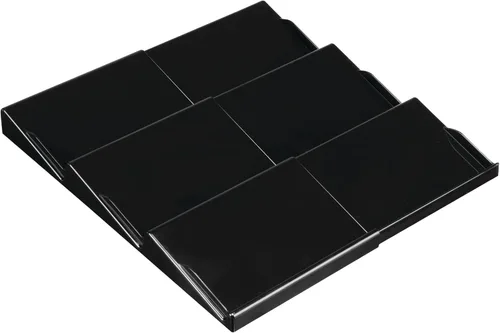 Miniatura 4 de mDesign - Estante de especias de plástico ajustable y expandible, organizador de cajón para gabinetes de cocina, 3 niveles inclinados para ajo, sal