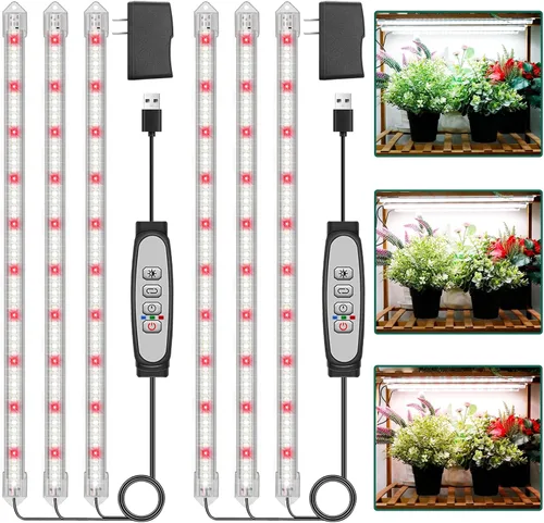 Miniatura 9 de Tiras de luz de cultivo de 2 barras para plantas de interior, luces de plantas de espectro completo de 16 pulgadas, luces de crecimiento similares