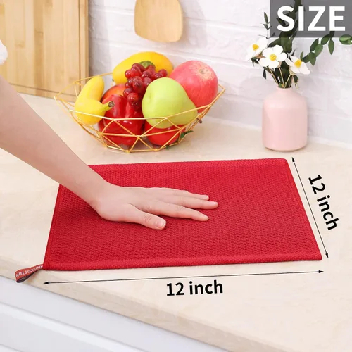 Miniatura 368 de Homaxy Trapos de cocina de 100% algodón, tejido de punto gofre, ultrasuaves, absorbentes y de secado rápido, 12 x 12 pulgadas, paquete de 6, blanco