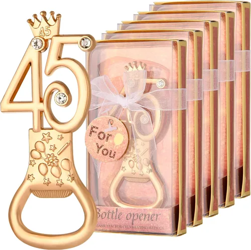 24 cajas de abrebotellas de cumpleaños con temática de oro rosa, adecuado para regalos de fiesta de boda, regalos de fiesta de cumpleaños o