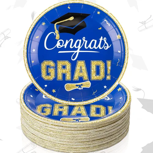 Miniatura 16 de Sabary 100 platos de papel de graduación 2026 de 9 pulgadas, suministros para fiesta de graduación de clase de 2026, decoraciones de felicitaciones