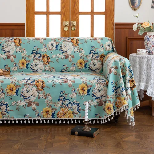 Miniatura 17 de Funda bohemia para sofá seccional, lavable, con diseño de borlas para sofá seccional, 1 cojín, sala de estar (A5, 71 x 51 pulgadas)