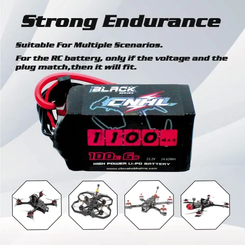 Miniatura 5 de CNHL 6S Lipo Batería 1100mAh 100C 22.2V Lipo Batería con XT60 Plug para FPV RC Racing Drone Quadcopter Avión Helicóptero (2 PCS)