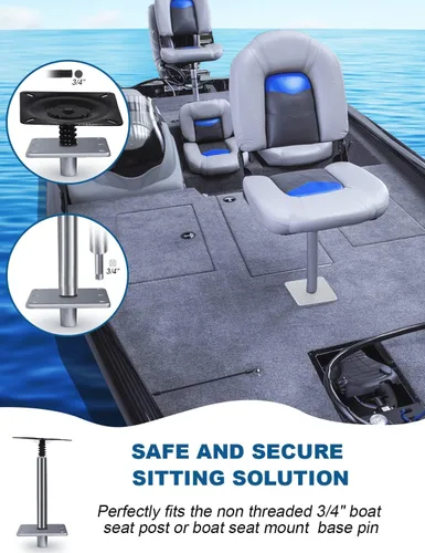 Miniatura 3 de MATINA Base de asiento de barco, pedestal y base de aluminio de 7 x 7 pulgadas con enchufe de poste de pasador de 3/4 pulgadas, accesorios de barco