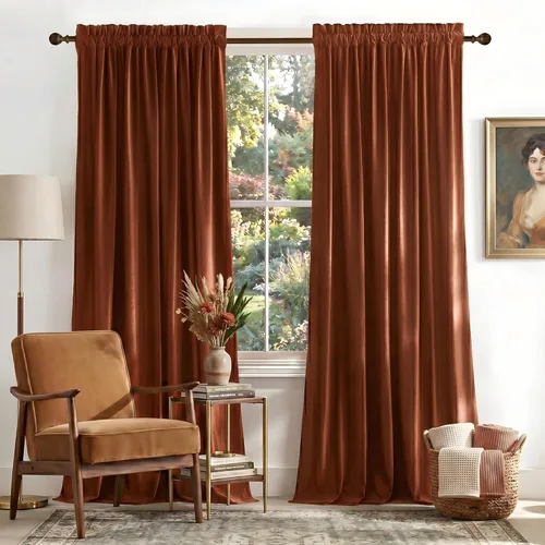 Miniatura 62 de NICETOWN Cortinas opacas de terciopelo extralargas negras de 120 pulgadas de largo para telón de fondo, cortinas de terciopelo con aislamiento Serie