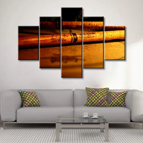 Miniatura 20 de Arte de pared en blanco y negro, kit de batería de jazz morado sobre fondo negro, pinturas de 5 paneles, lienzo, arte de pared para decoración