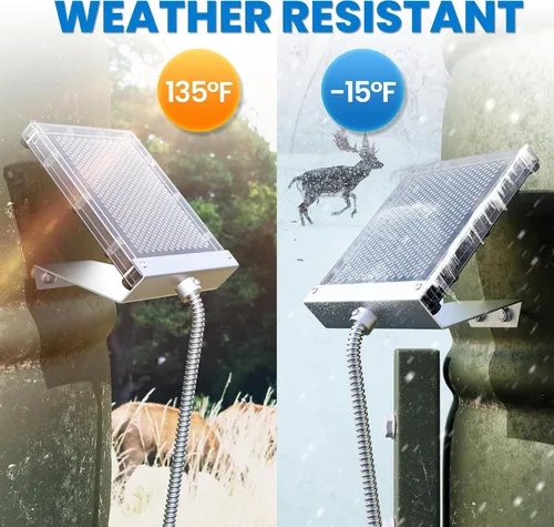 Miniatura 3 de POWOXI Panel solar de 12 V para alimentador de ciervos: cargador de batería solar impermeable de 1.7 W con soporte de montaje alimentador de clip