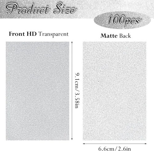 Miniatura 4 de Amabro 100 fundas para tarjetas, fundas protectoras para tarjetas de intercambio de Penny Sleeves Bling Silver Trading Card Sleeve Transparente