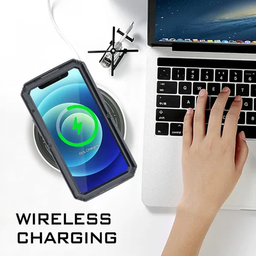 Miniatura 7 de Mitywah Funda impermeable para iPhone 12, resistente a prueba de golpes, con protector de pantalla integrado, funda de metal de protección submarina