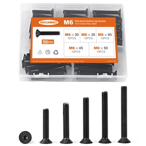 Miniatura 18 de Tornillos avellanados de cabeza plana M6 x 0.787 in, 0.984 in, 1.181 in, 1.378 in, 1.575 in, tornillos avellanados, acero de aleación de grado 10.9