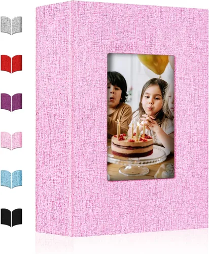 Miniatura 15 de Álbum de fotos pequeño 4x6, álbum de fotos con cubierta de lino deslizable, minilibro de fotos con capacidad para 100 fotos de 4x6 con 50 hojas