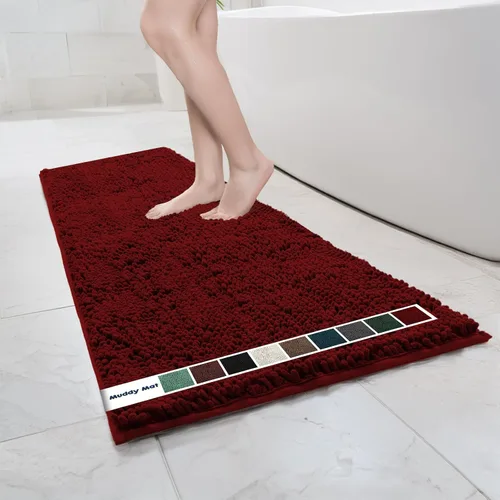 Miniatura 61 de Muddy Mat Alfombras de Baño de Chenilla de Microfibra de Secado Rápido Antideslizantes Lavables, Extra Gruesas, Suaves y Altamente Absorbentes Gris