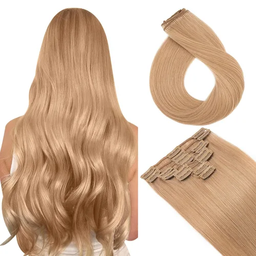 Miniatura 43 de Extensiones de cabello con clip, cabello humano Remy, extensiones de cabello largo lacio de una pieza con 5 clips, con gancho para colgar