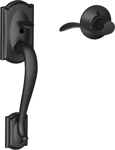 Miniatura 12 de SCHLAGE FE285 622 Acc CAM LH Juego de Manijas Mitad Inferior, Moldura Interior Camelot, Negro Mate