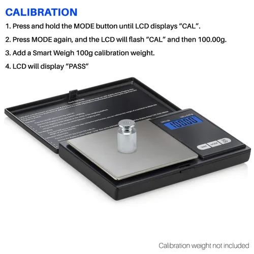 Miniatura 5 de Smart Weigh SWS100 - Báscula digital de bolsillo – Báscula de alta precisión de 3.53 oz x 0.00 oz para recargar, joyas, gemas y medicinas – LCD