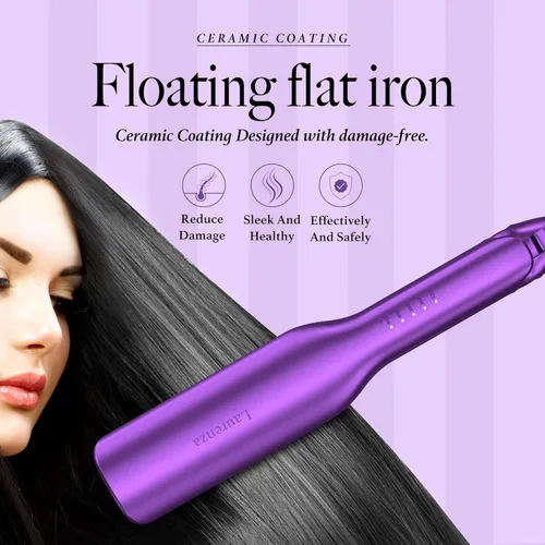 Miniatura 3 de Plancha y rizador de pelo 2 en 1, placa de 2 pulgadas, plancha de cerámica extragrande de 8.5 pulgadas con aniones de 65.6 ft (morado)