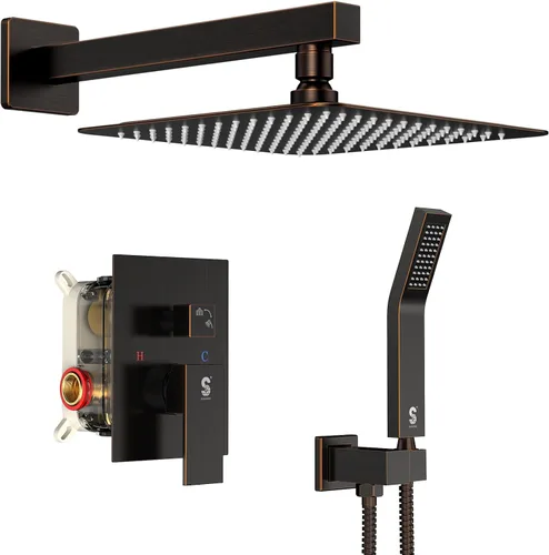Miniatura 72 de SR SUN RISE ORB - Juego de cabezal de ducha cuadrado y mango de lluvia, accesorios de ducha montados en la pared, kits de reparación de grifo