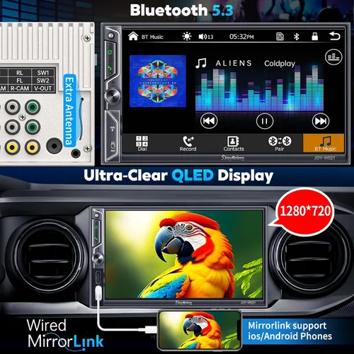 Miniatura 5 de [Actualización de pantalla QLED] Estéreo de coche de doble DIN de 7 pulgadas con Apple CarPlay inalámbrico y Android Auto, sonido potente de 240 W