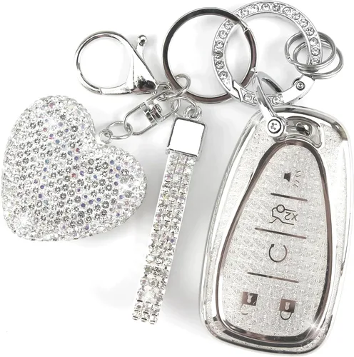 Miniatura 8 de Funda para Llavero con Llavero de Diamante para Mujeres Portallaves de Coche Compatible con Chevrolet Equinox Malibu Cruze Traverse Camaro Trax