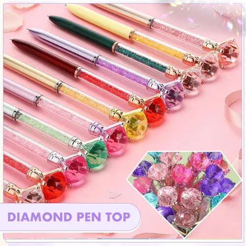 Miniatura 2 de Zhehao 60 piezas de bolígrafos de gran cristal con diamantes, bolígrafos brillantes a granel con brillo, piedras de strass, tinta negra, suministros