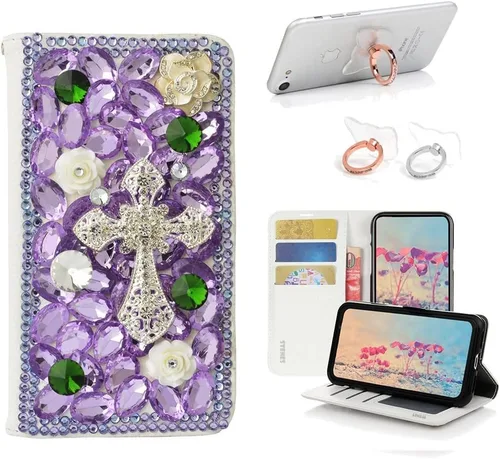 Miniatura 6 de Bling - Funda de piel con soporte para anillos, diseño 3D hecho a mano, 2 unidades, SBLDwRSSeries-6