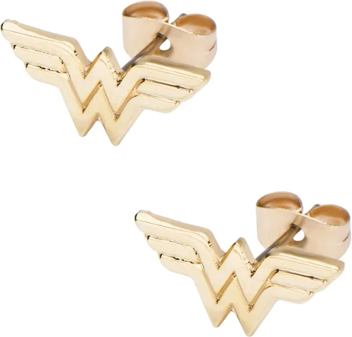 Miniatura 2 de DC Comics Aretes de tuerca chapados en oro para mujer Wonder Woman talla única Acero inoxidable