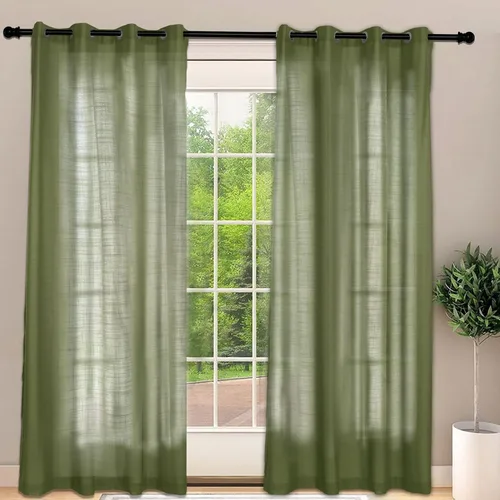 Miniatura 10 de Frelement Cortinas opacas extralargas de 108 pulgadas de largo, para sala de estar, cortinas de lino con bloqueo de luz, cortinas con aislamiento