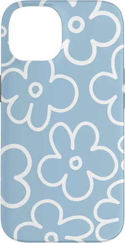 Funda floral para iPhone 14 Cute Sky Blue and White Flower Pattern Wildflower