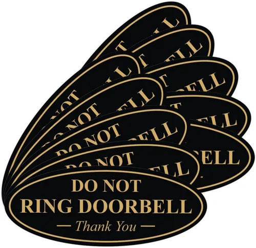 Miniatura 11 de All Quality Cartel de agradecimiento ovalado con texto en inglés «Do not Ring DOORBELL», color negro, pequeño, 1 paquete