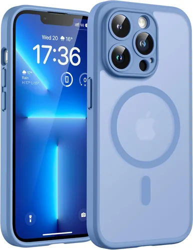Miniatura 28 de TOCOL Funda magnética 3 en 1 para iPhone 14 Pro, mejorada [protección completa de cámara] con 2 protectores de pantalla, funda de grado militar Azul