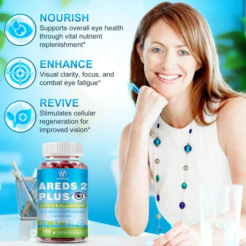 Miniatura 6 de AREDS 2 Plus - Cápsulas blandas de luteína y zeaxantina, vitaminas oculares con astaxantina de 12 mg, vitaminas C, E, azafrán y DHA, protección