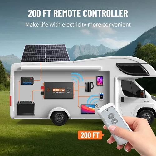Miniatura 7 de Inversor de corriente de 3000 W de 12 V CC a 110 V/120 V CA convertidor para RV/camión/barco/campamento/inversor de energía solar fuera de la red