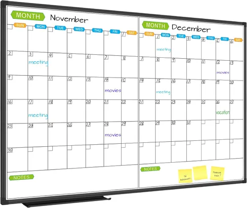 Miniatura 10 de JILoffice Calendario de Pizarra Blanca Magnética de Borrado en Seco, Planificador de Pizarra Blanca de 2 Meses 36 X 24 Pulgadas, Tablero con Marco