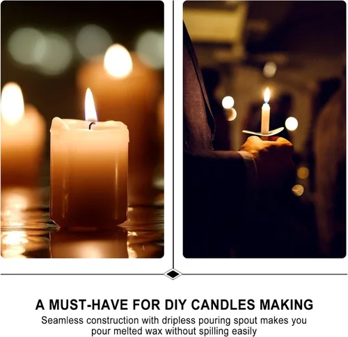 Miniatura 5 de Healifty Olla para hacer velas de 41 onzas, jarra de cera de acero inoxidable para velas, chocolate, jabón (negro)