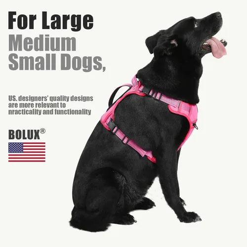 Miniatura 2 de Arnés táctico para perros grandes, arnés ajustable sin tirones para mascotas, reflectante K9, chaleco de entrenamiento para mascotas, arnés de Fucsia