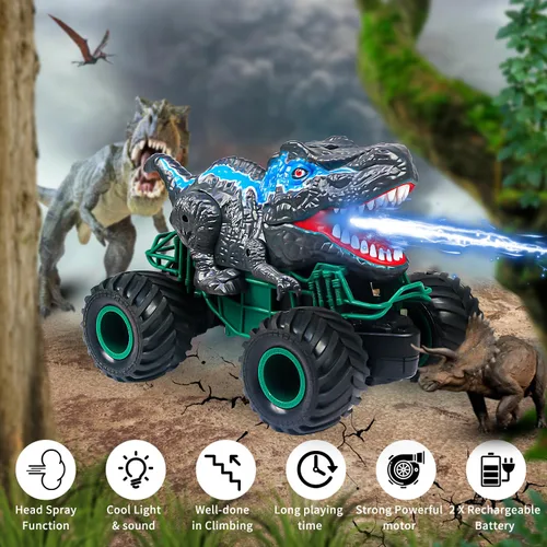 Miniatura 2 de Coche de control remoto de dinosaurio, juguetes de camión monstruo mega RC de 2.4GHz para niños pequeños, juguetes de dinosaurio con luz, sonido