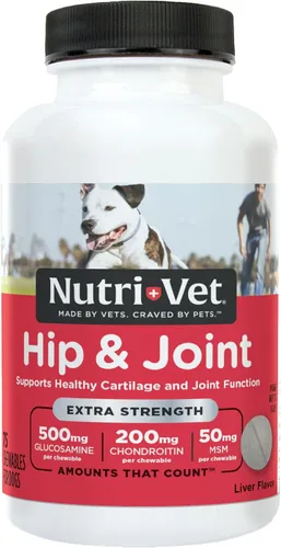 Nutri-Vet Suplemento extra fuerte para cadera y articulaciones para perros, suplementos para cachorros, suplemento para articulaciones de perro,