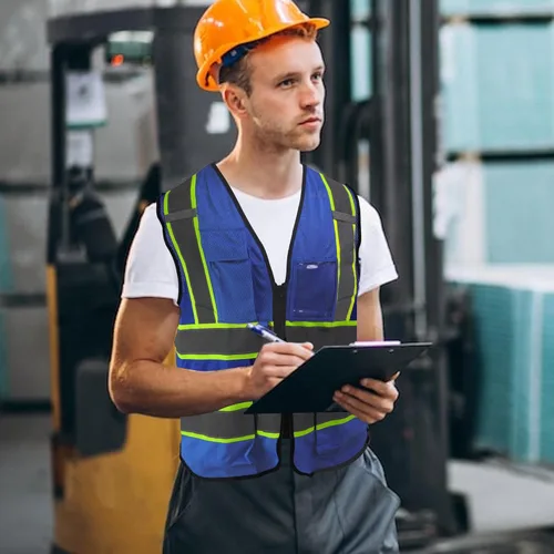 Miniatura 4 de A-SAFETY Chaleco de malla de alta visibilidad, chaleco ligero reflectante de construcción con bolsillos, chaleco de seguridad para hombres y mujeres